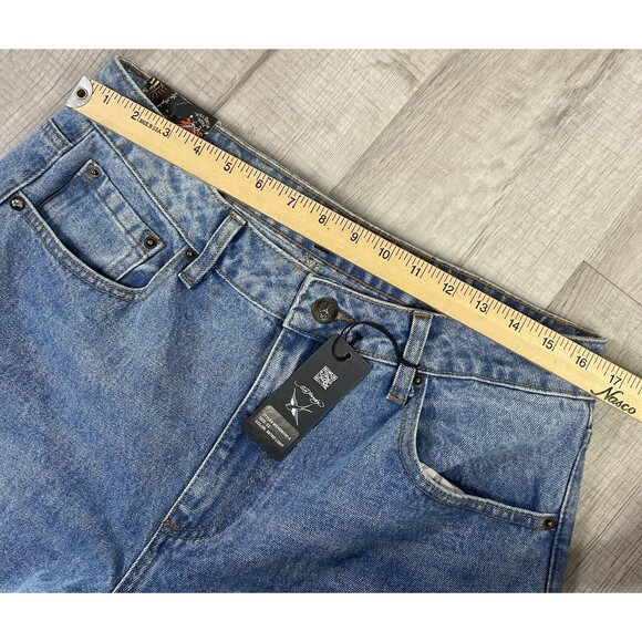 Ed Hardy Heart Dagger Love Wide Leg Loose Fit Retro Light Jeans Size 32 Y2K R - Picture 9 of 11